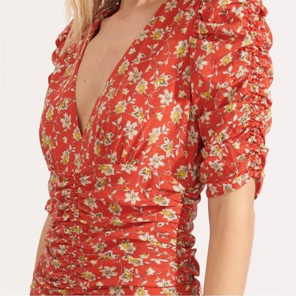 Veronica Beard Red Floral Josephine Dress - Picture 3 of 8